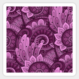 Doodle Pattern with Abstract Floral Motifs Sticker